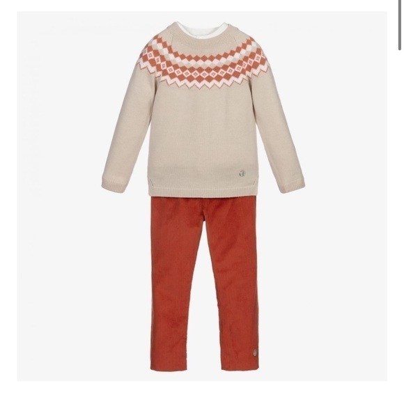 BOYS Beige & Brown Matching Set - Picture 2 of 6